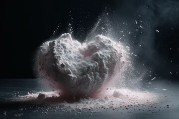 Powder lines form a heart. Generative AI