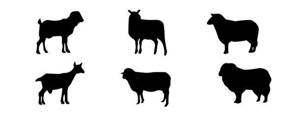 Goat silhouette collection. Collection of goat silhouettes. Isolated on White background