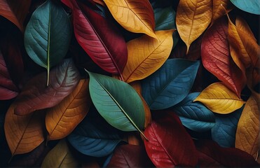 Dazzling Multicolor Leaves. Nature's Vibrant Tapestry in a Captivating Background