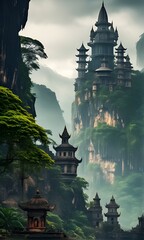 remote mountain containing ancient temples
