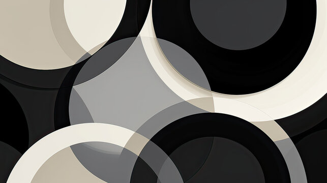 A bold and graphic background with large, abstract circles in monochrome, creating a striking contrast and a sense of depth Ai Generative