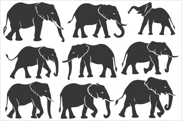 Elephant silhouette icon set, Elephant silhouette vector