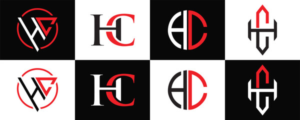 HC logo. H C design. White HC letter. HC, H C letter logo design. Initial letter HC  linked circle uppercase monogram logo. H C letter logo vector design. HC letter logo design five style.
