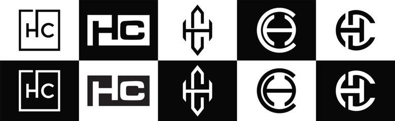 HC logo. H C design. White HC letter. HC, H C letter logo design. Initial letter HC  linked circle uppercase monogram logo. H C letter logo vector design. HC letter logo design five style.