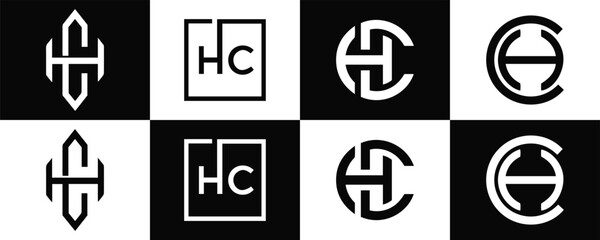 HC logo. H C design. White HC letter. HC, H C letter logo design. Initial letter HC  linked circle uppercase monogram logo. H C letter logo vector design. HC letter logo design five style.