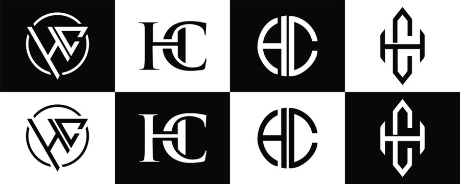 HC logo. H C design. White HC letter. HC, H C letter logo design. Initial letter HC  linked circle uppercase monogram logo. H C letter logo vector design. HC letter logo design five style.