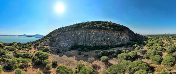 mountain range hills landscape vista by the lake typical aerial view of southern african landscape