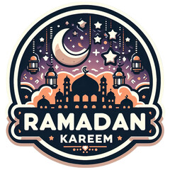 Ramadan Kareem badge for greeting card