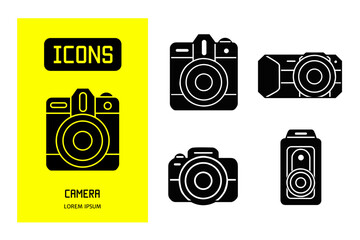 Set of flat icons camera. Vector design for business and stock.