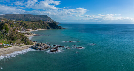 Fototapeta premium view of the coast and beaches at Capo Vaticano in Calabria