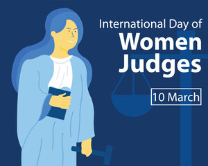 illustration vector graphic of a beautiful judge is holding a book and a gavel, perfec for international day, women judges, celebrate, greeting card, etc.