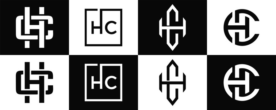 HC logo. H C design. White HC letter. HC, H C letter logo design. Initial letter HC  linked circle uppercase monogram logo. H C letter logo vector design. HC letter logo design five style.