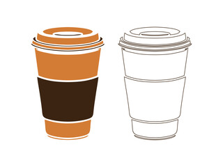 Coffee cup logo symbol. Disposable cup of coffee icon template