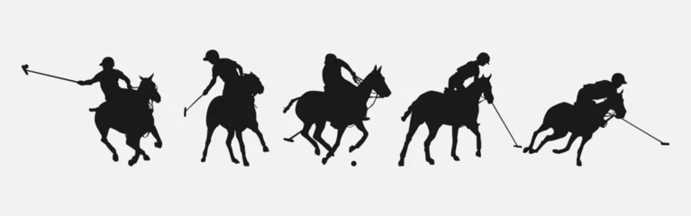 Foto op Canvas silhouette set of polo player. sport, horse, competition. different action, pose. vector illustration. © Irkhamsterstock