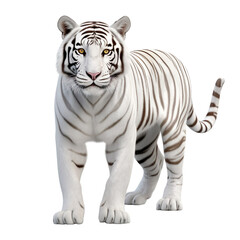 Portrait of white tiger standing, isolated on transparent or white background