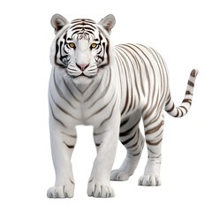 Obraz premium Portrait of white tiger standing, isolated on transparent or white background