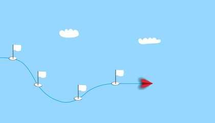 red plane going through workflow challenges one by one.
Workflow, working process, project progress, success tracking, work experience idea concept.