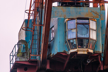 Details of a large wharf crane.