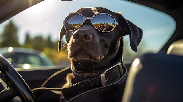 Labrador with sunglasses shades in California