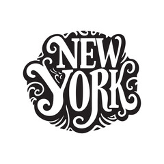 Obraz premium New York slogan lettering calligraphy logo t shirt vector illustration