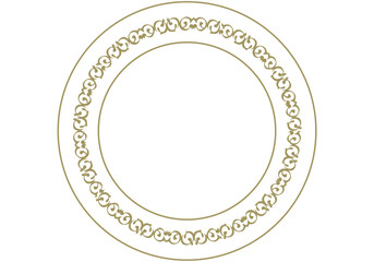 Marco dorado y circular con temática floral. - obrazy, fototapety, plakaty