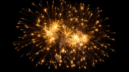 Fototapeta na wymiar golden fireworks in the night sky celebrating the new year