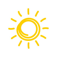Simple hand drawn cartoon sun. morning weather decorative elements for children