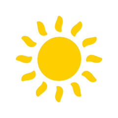 Sun icon. The silhouette of the sun shining brightly on a spring morning