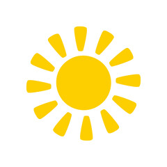 Sun icon. The silhouette of the sun shining brightly on a spring morning