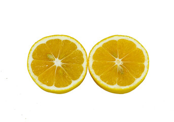 Two half of a sliced fresh lemon 