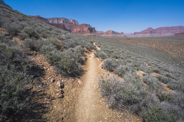 hiking the tonto trail in the grand canyon national park, arizona, usa
