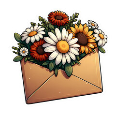 Floral Envelope Sticker Design