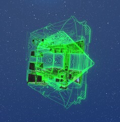 3D Futuristic Architecture In Space Illustration