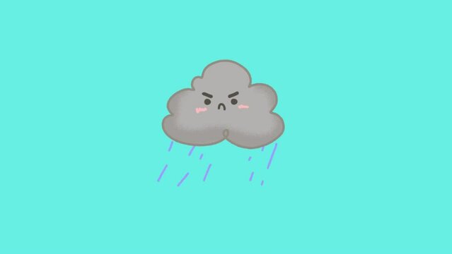Animated Angry Storm Cloud icon background, logo symbol, social media