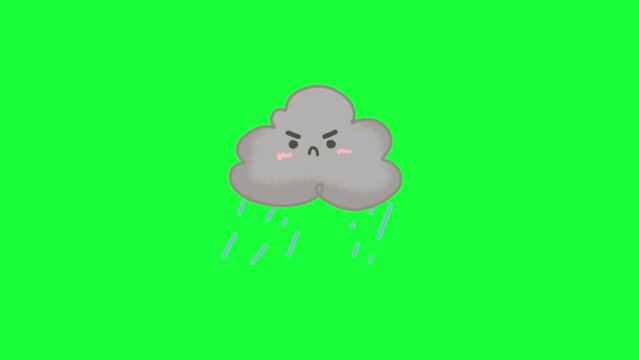 Animated Angry Storm Cloud icon background, logo symbol, social media, green screen