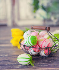 Easter eggs in basket