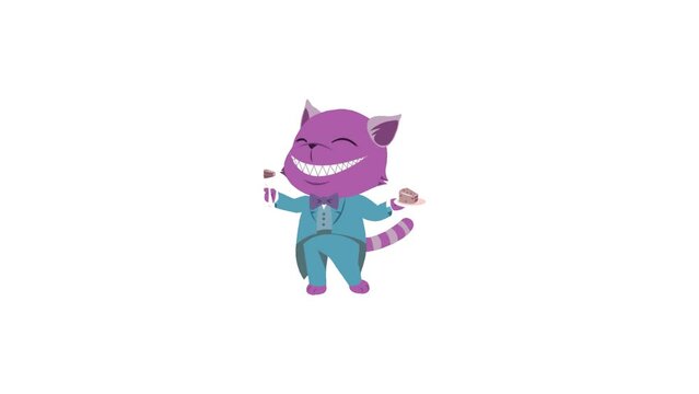 Animated Cat Enjoying Party Cake icon background, logo symbol, social media