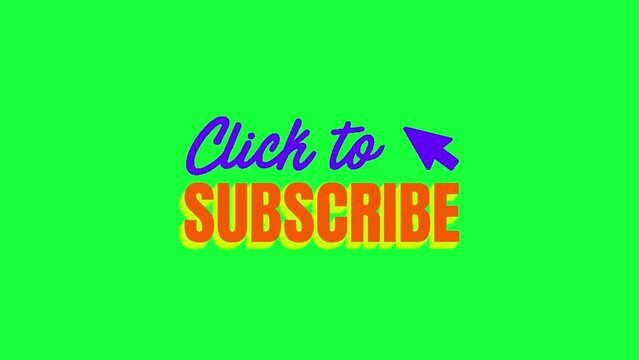 Animated click-to-subscribe icon background, logo symbol, social media, green screen