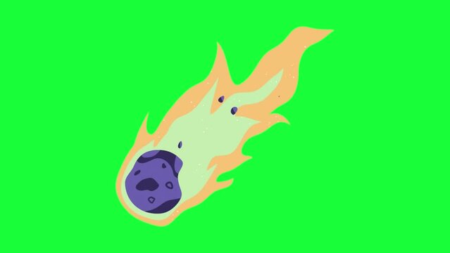 Animated comet icon background, logo symbol, social media, green screen 