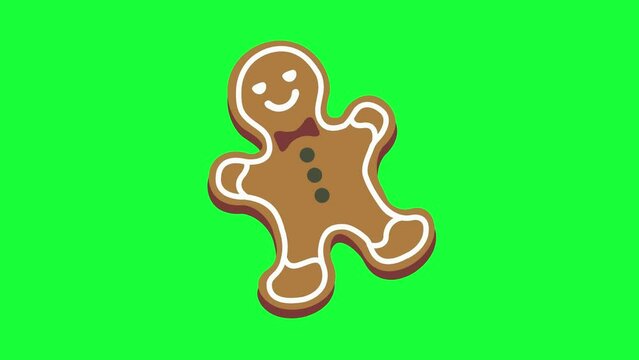Animated Gingerbread Man icon background, logo symbol, social media, green screen