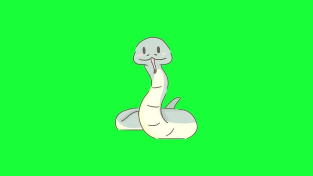 Animated Hissing Snake icon background, logo symbol, social media, green screen