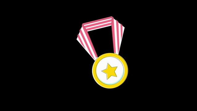 Animated Neon medal icon background, logo symbol, social media