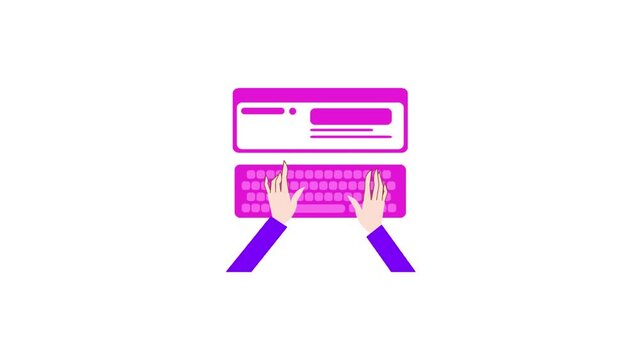 Animated Pc Typing icon background, logo symbol, social media