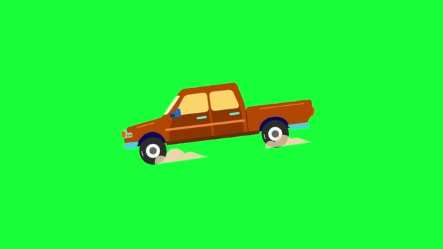 Animated Pick Up Truck wiggle icon background, logo symbol, social media green screen