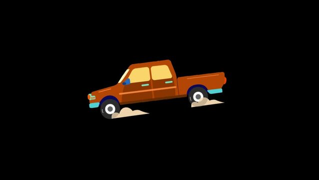 Animated Pick Up Truck wiggle icon background, logo symbol, social media