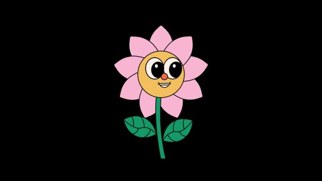 Animated Pink Flower Motion icon background, logo symbol, social media