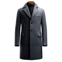 3D model of a gray classic men's coat on a white background
