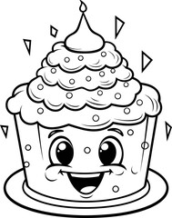 Cake vector image, black and white coloring page