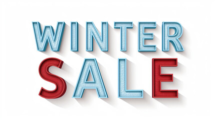 Winter Sale Design: Simple Light Blue and Red Style with Bold 'WINTER SALE' Letters on White Background