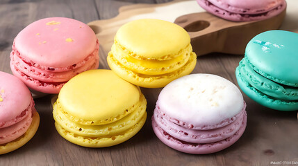Fototapeta na wymiar French colourful macaron cookies Ai Generated